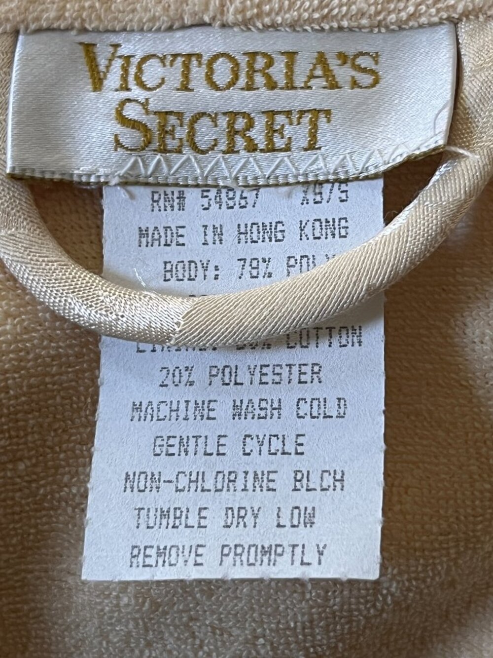 VINTAGE VICTORIA'S SECRET GOLD LABEL SATIN JACQUARD TERRY LINED ROBE NWOT XS/S - Picture 2 of 15